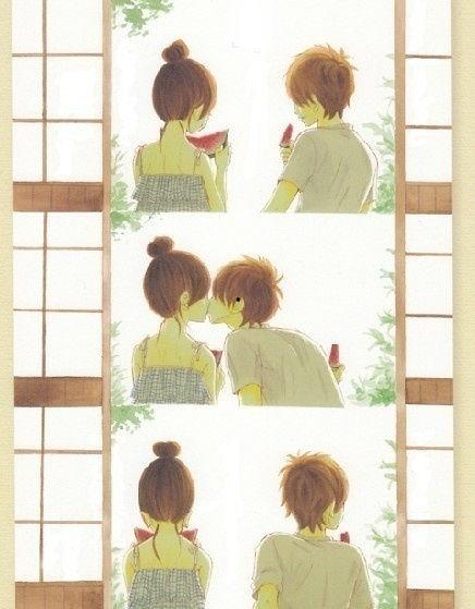 动画头像女吃瓜,动画美女的甜蜜吃瓜时光